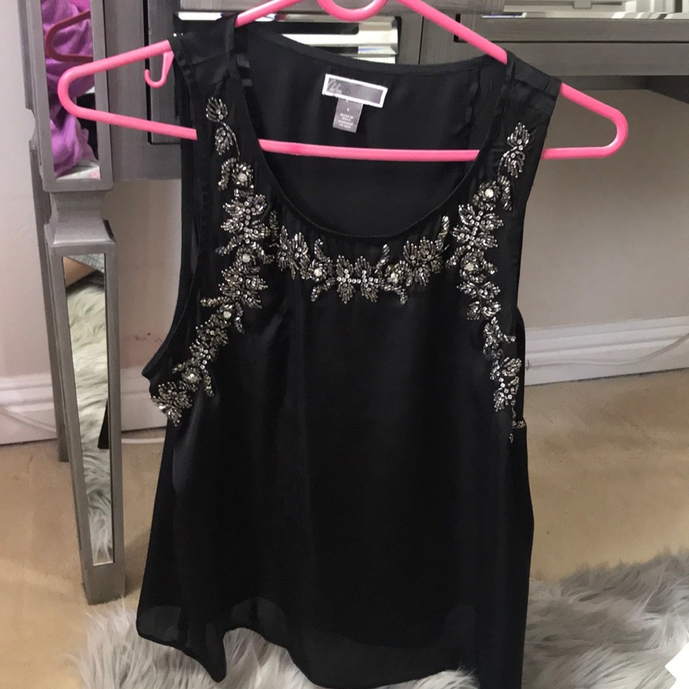 LIKE NEW silk tank with embellishments!!!